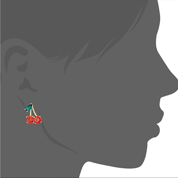 Kate Spade New York Ma Cherie Cherry Crystal Stud Earrings ~ Dainty Fruit Bling - Picture 9 of 12